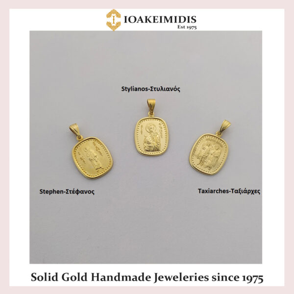 Saint Stephen-Stylianos-Taxiarches gold pendants