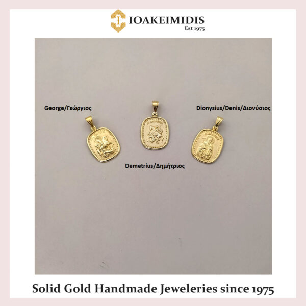 Saint George-Demetrius-Dionysius  gold pendants