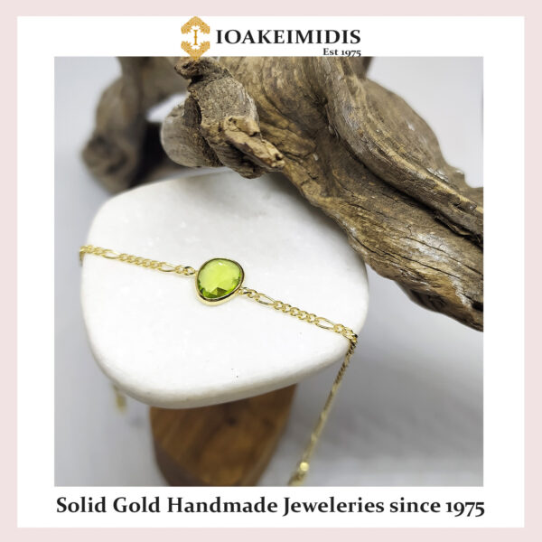 Peridot gemstone gold bracelet